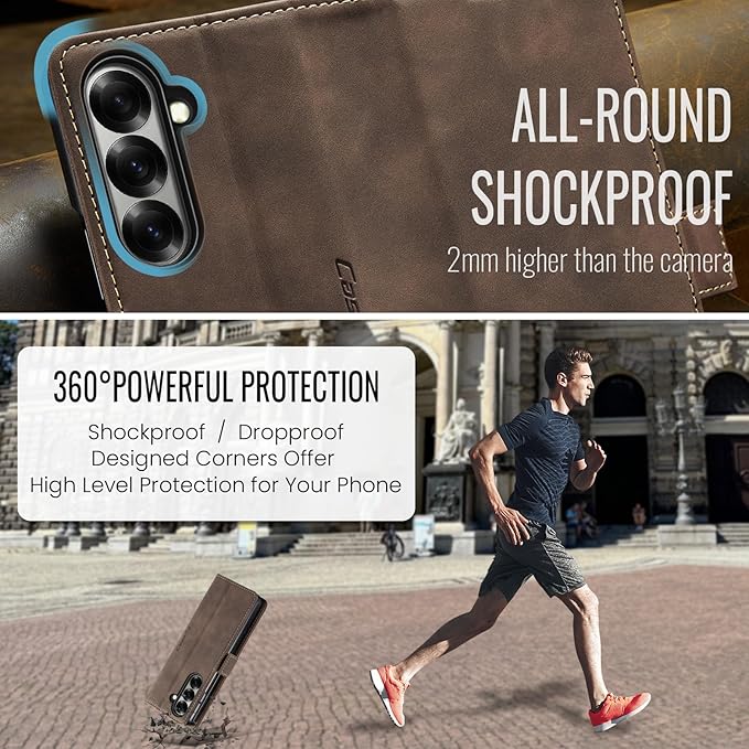 Wallet Case for Samsung Galaxy Z Fold 7 Leather Wallet Flip Cover with Card Holder, Kickstand, Magnetic Closure, RFID Blocking TPU Shockproof Phone Case Compatible with Galaxy Fold 7, Coffee