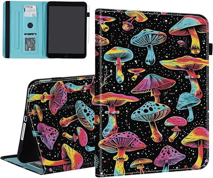 Case for Samsung Galaxy Tab S9 FE 5G 10.9 Inch/Galaxy Tab S9 11 Inch 2023,Card Slot PU Leather TPU Case Pen Holder Auto Wake Sleep,Aesthetic Mushroom