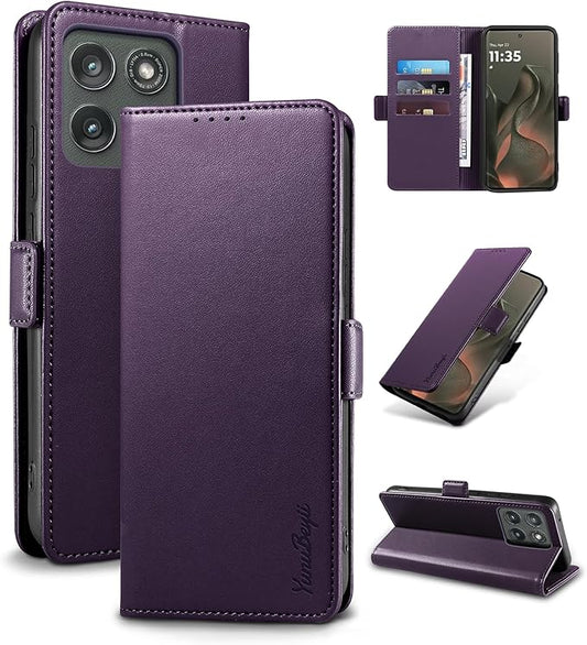 Wallet Flip Case for Motorola Edge (2025) - [RFID Blocking] Luxury PU Leather Card Holder Magnetic Phone Cover with Kickstand,Shockproof Protective Case,Purple
