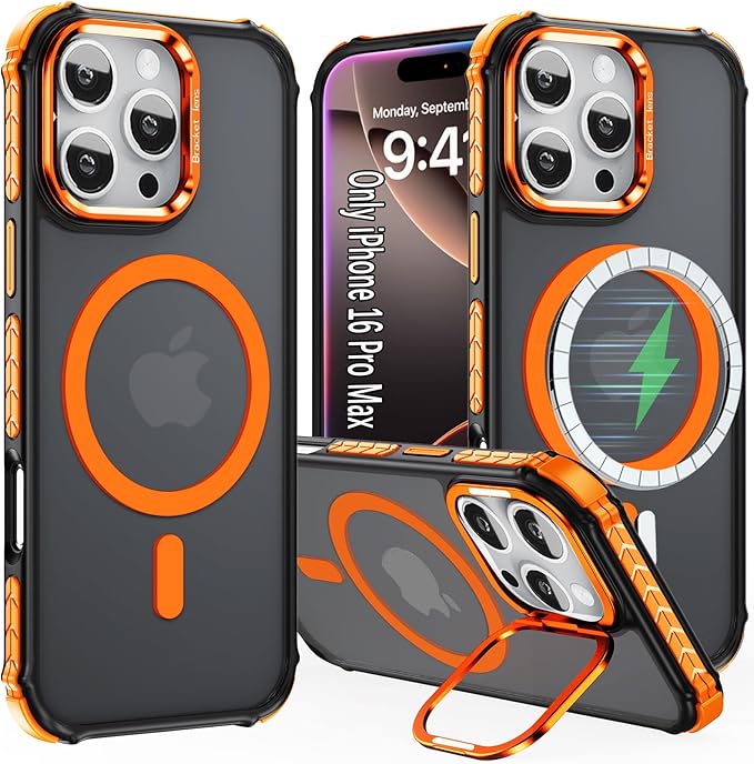 16 Pro Max Case Magnetic for iPhone 16 Pro Max Phone, Compatible with MagSafe, Military-Grade Protection, Slim Magnetic Phone Case for iPhone16 Pro Max 6.9 inch, Orange