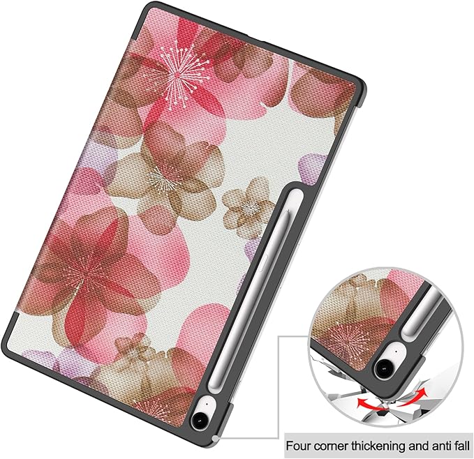 Smart Case for Samsung Galaxy Tab S10 FE+ / S10 FE Plus 13.1 Inch 2025, Ratesell Lightweight Trifold Stand Smart Case Cover with Auto Wake/Sleep Flower