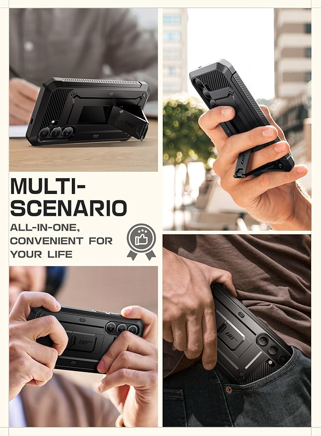 SUPCASE for Samsung Galaxy S25 FE Case with Stand & Belt-Clip (Unicorn Beetle Pro), [Built-in Screen Protector] [Military-Grade Protection] Heavy Duty Rugged Phone Case for Galaxy S25 FE, Black