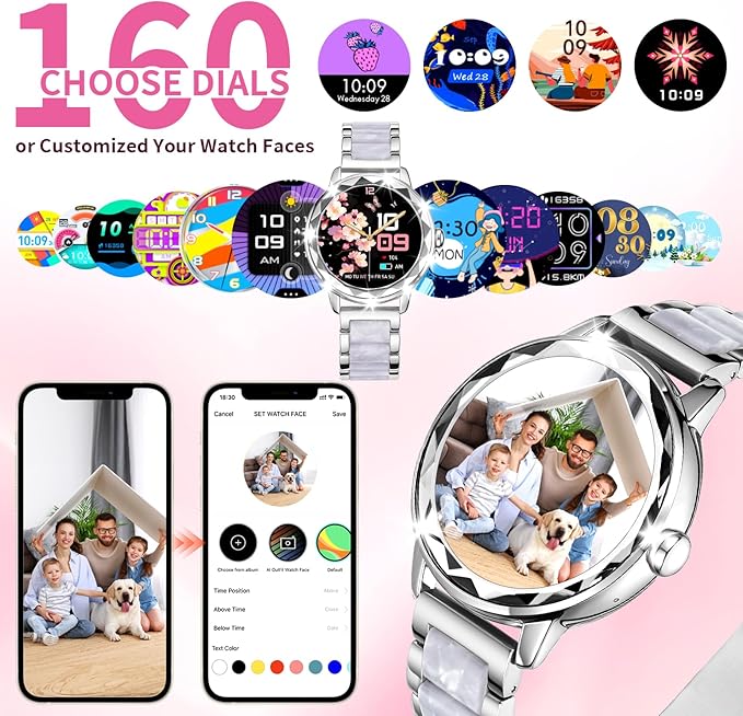 Smart Watch for Women with Make/Answer Call, 1.2" Adjustable Fitness Watch with Heart Rate Sleep Monitor Female Cycle and 100+ Sports Modes for iOS Android