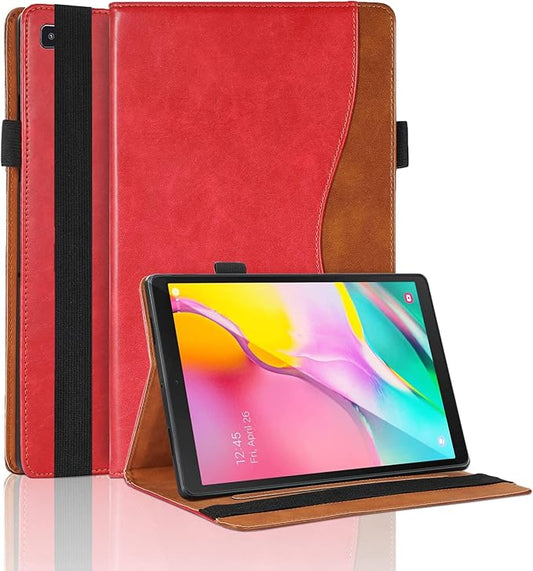 Case for Samsung Galaxy Tab A 10.1 2019 (SM-T510/T515) Bussiness Premium Slim PU Leather Stand Folding Folio Cover for Galaxy Tab A 10.1 Inch Tablet SM-T510/T515 2019 Modle Shell Cover-Red