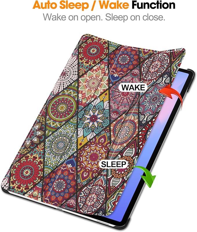 Smart Case for Samsung Galaxy Tab S10 FE+ / S10 FE Plus 13.1 Inch 2025, Ratesell Lightweight Trifold Stand Smart Case Cover with Auto Wake/Sleep Mandala