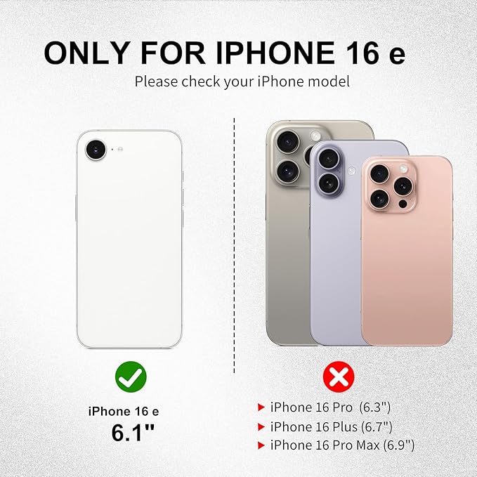 Case for iPhone 16e 6.1", Genuine Leather Wallet Magnetic Cover RFID Blocking Card Slot Kickstand Shock-Absorbent TPU Phone Holder Case Compatible with iPhone 16e 2025 5G (Black)