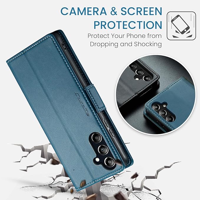 for Samsung Galaxy A16 5G/4G Case, Premium PU Leather Wallet Case Flip Cover with [RFID Blocking][Card Holder][Stand Function] Shockproof Protective for Samsung Galaxy A16, Blue