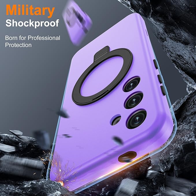 Designed for Samsung Galaxy S24 Plus Case with Magnetic Ring Stand [Compatible with Mag-Safe][Military Grade Drop Protection][Build in Kickstand] S24+ Phone Case 6.7",Light Purple