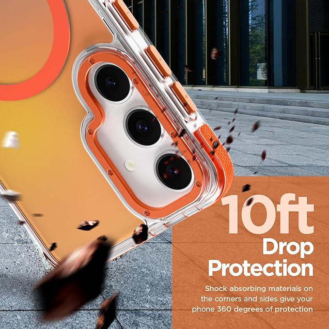 MOWIME Magnetic Case for Samsung Galaxy S24 Plus [Compatible with Magsafe] [Cute Fashion Fluorescent Design] [1 Screen Protector] Slim Translucent Matte Case for Galaxy S24 Plus 6.7", Orange