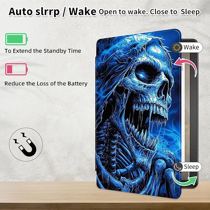 Case for Samsung Galaxy Tab S10 FE / S9 FE 5G 10.9 inch & Tab S9 11 inch, PU Leather 360° Rotating Stand Cover, Auto Sleep/Wake, Folio Smart Protective Cover, Blue Skeleton