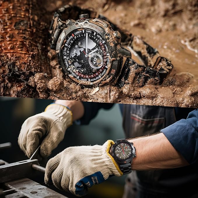 WalkerFit Military Rugged Smart Watch for Men 1.43" AMOLED Smartwatch,Alway-on,3ATM Waterproof for Swim,Accurate HR Sleep Monitor,Bluetooth Call Fitness Watch for iPhone Andriod Compatible,Steel Band