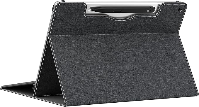 Laptop Case for Microsoft Surface Pro 1st Edition 12-inch, PU Leather Tablet Protective Cover with Multi-Angle Built-in Kickstand & Pen Holder, (Black)