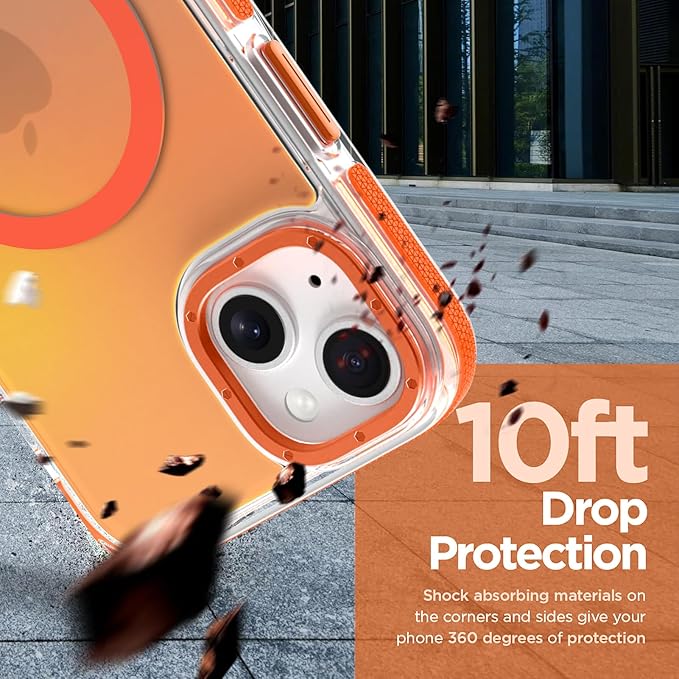 MOWIME Magnetic Case for iPhone 15 Plus [Compatible with Magsafe] [Cute Fashion Fluorescent Design] [1 Screen Protector] Slim Translucent Matte Case for iPhone 15 Plus 6.7" 2023, Orange