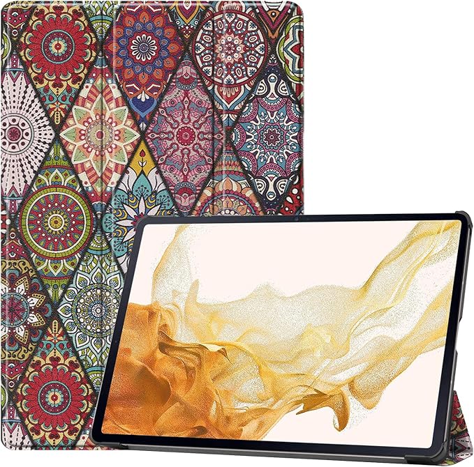 Smart Case for Samsung Galaxy Tab S10 Lite / S10 FE / S9 FE 10.9-Inch, Ratesell Lightweight Trifold Stand Smart Case Cover with Auto Wake/Sleep Mandala
