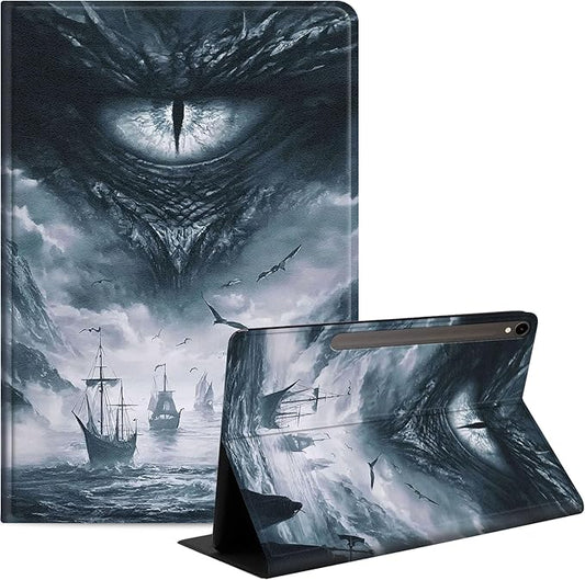 Case for Samsung Galaxy Tab S10 FE/ S9 FE 5G 10.9 Inch/Tab S9 11 Inch, Slim PU Leather Stand Cover with Auto Wake/Sleep, Multi-Angle Viewing & Shockproof, Eye of a Dragon