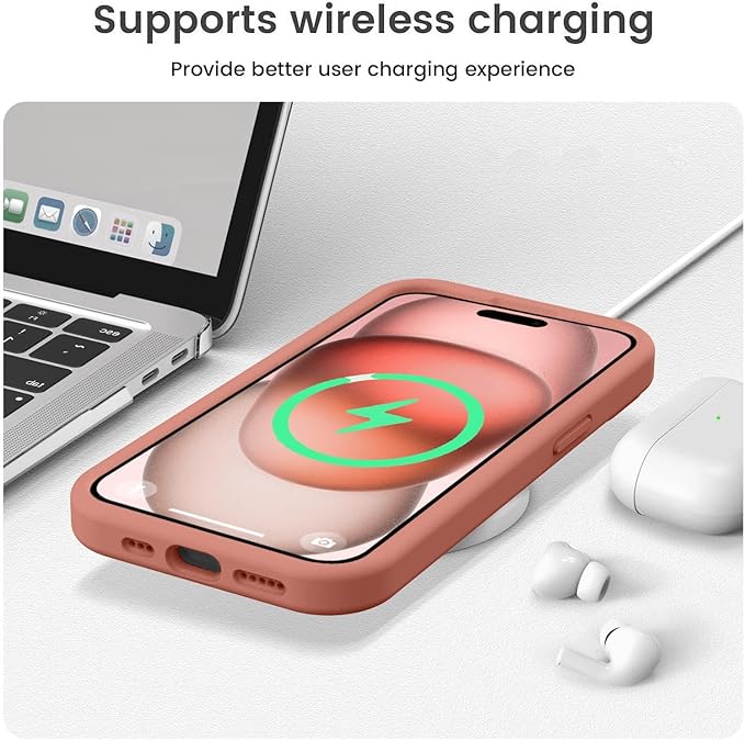 Vooii Compatible with iPhone 15 Case, Upgrade Defender Liquid Silicone, [Enhanced Camera Protection] [Soft Anti-Scratch Microfiber Lining] Shockproof Phone Case for iPhone 15 6.1 inch - Caramel