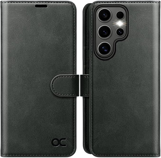 OCASE Compatible with Galaxy S25 Ultra Wallet Case, PU Leather Flip Folio Case with Card Holders RFID Blocking Kickstand [Shockproof TPU Inner Shell] Protective Phone Cover 2025, Graphite