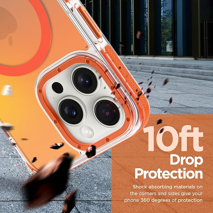 MOWIME Magnetic Case for iPhone 15 Pro Max [Compatible with Magsafe] [Cute Fashion Fluorescent Design] [1 Screen Protector] Slim Translucent Matte Case for iPhone 15 Pro Max 6.7" 2023, Orange