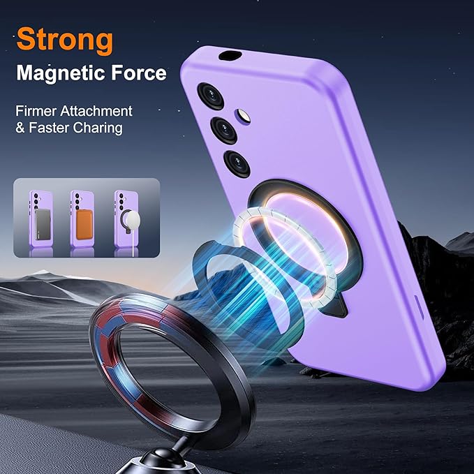 Designed for Samsung Galaxy S24 Plus Case with Magnetic Ring Stand [Compatible with Mag-Safe][Military Grade Drop Protection][Build in Kickstand] S24+ Phone Case 6.7",Light Purple