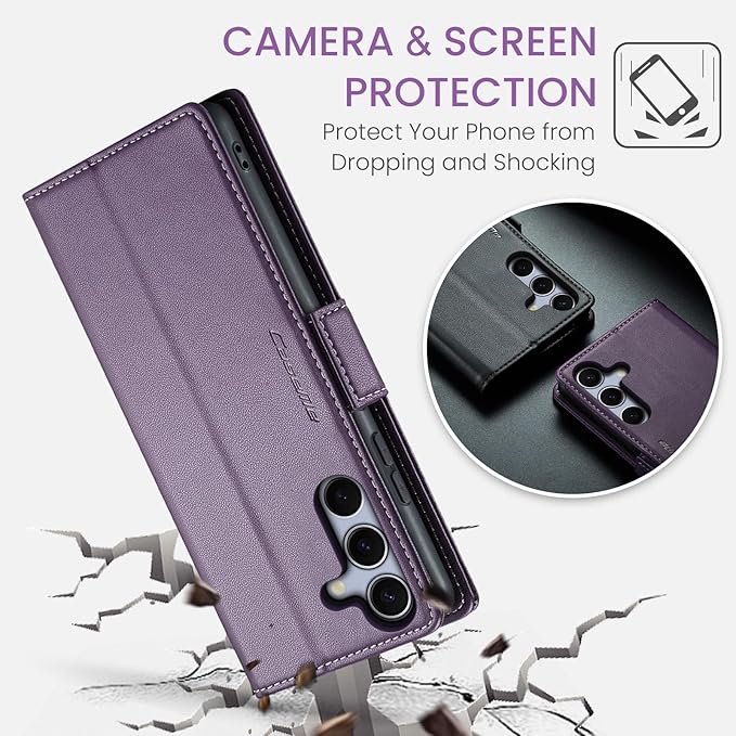 SINIANL for Samsung Galaxy S25 Wallet Case with RFID Blocking, S25 Case Wallet for Men Women with Card Holder Magnetic Clasp Kickstand Leather Book Folio Case for Galaxy S25 Purple