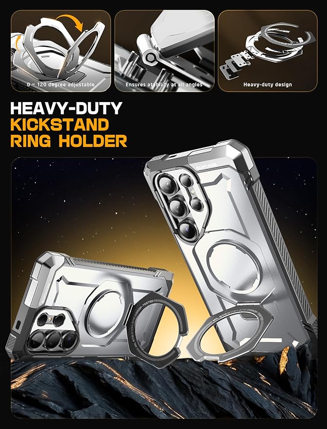 SUPCASE for Samsung Galaxy S25 Ultra Case with Stand (Unicorn Beetle Grip), [S Pen Friendly] [Compatible with MagSafe] [Military-Grade Protection] Magnetic Phone Case for S25 Ultra 6.9 Inch, White