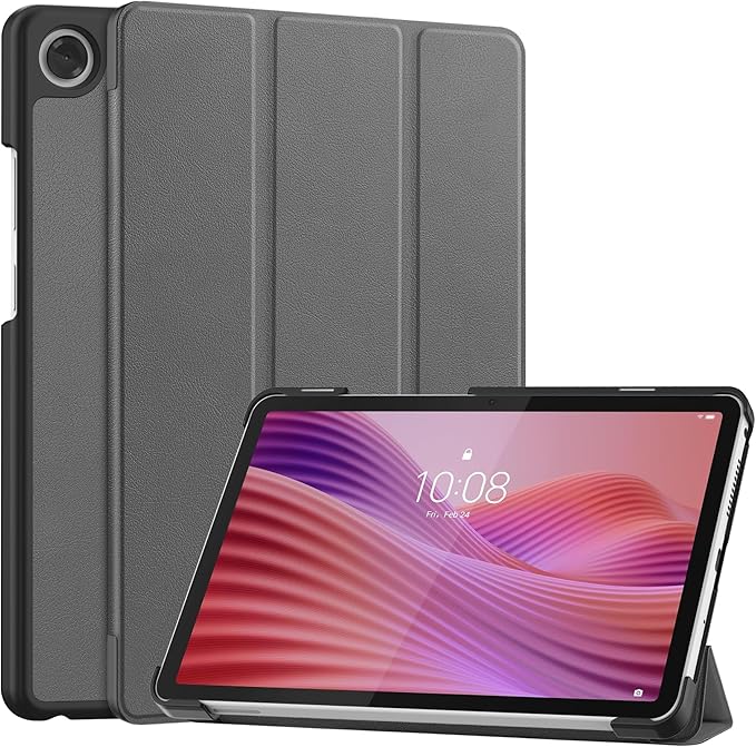Case for Lenovo Tab One 8.7'' / Tab K9 Case, Folding Folio Ultra-Thin PU Leather Stand Case Cover with Auto Wake/Sleep for Lenovo Tab K9 8.7 Inch Gray