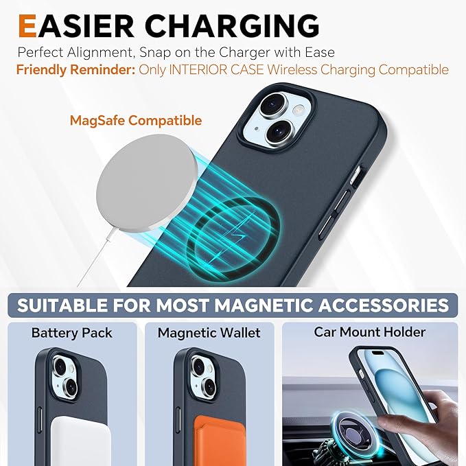 TUCCH Wallet Case for iPhone 15, [Detachable] 2-in-1 Stand RFID Blocking 4 Card Slot [Wireless Charging] Protective Case, Magnetic PU Leather Removable Folio Compatible with iPhone 15 6.1", Dark Blue