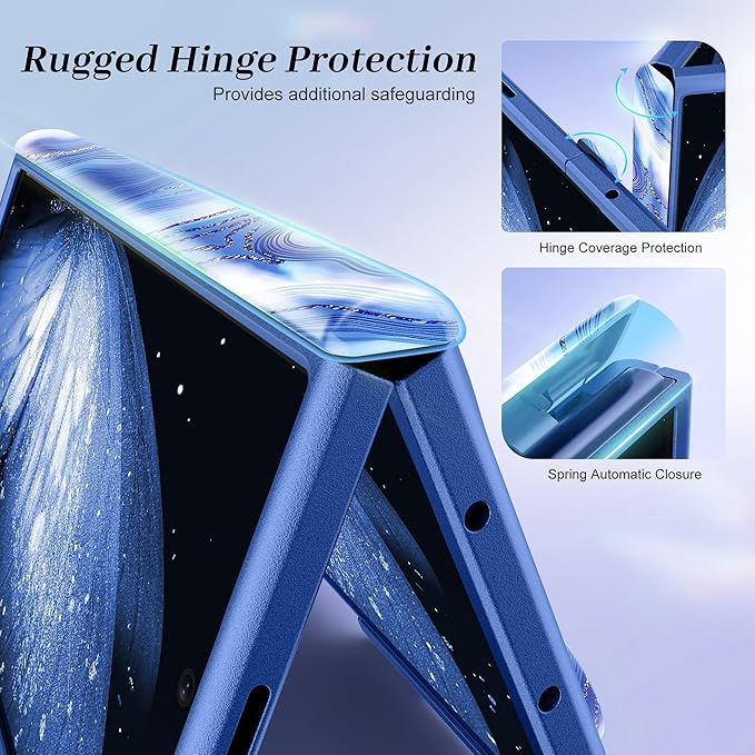 GVIEWIN for Samsung Galaxy Z Fold 7 Case Built-in HD Screen Protector [Compatible with Magsafe][Hidden Kickstand] Magnetic Full-Body Hinge Protection Slim Phone Case for Z Fold 7, Aurora/Azure Blue