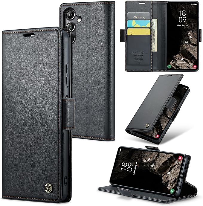 for Samsung Galaxy A05s Case, Premium PU Leather Wallet Case Flip Cover with [RFID Blocking][Card Holder][Stand Function] Shockproof Protective for Samsung Galaxy A05s, Black
