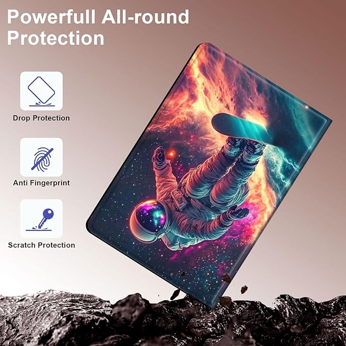 Case for Samsung Galaxy Tab A9 8.7-Inch 2023, Slim PU Leather Stand Cover with Auto Wake/Sleep, Multi-Angle Viewing & Shockproof, Astronaut Skateboard