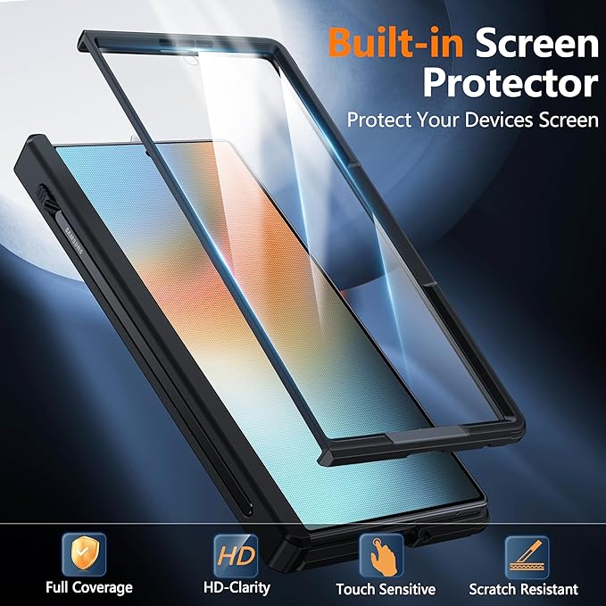 Oterkin Magnetic for Samsung Galaxy Z Fold 7 Case Built-in Screen Protector [Thinner S Pen Holder & Kickstand] [Fit for MagSafe] [Hinge Protection] Full Body Shockproof Phone Case for Z Fold 7, Black