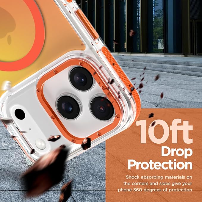 MOWIME Magnetic Case for iPhone 17 Pro Max [Compatible with Magsafe] [Cute Fashion Fluorescent Design] [1 Screen Protector] Slim Translucent Matte Case for iPhone 17 Pro Max 6.9" 2025, Orange