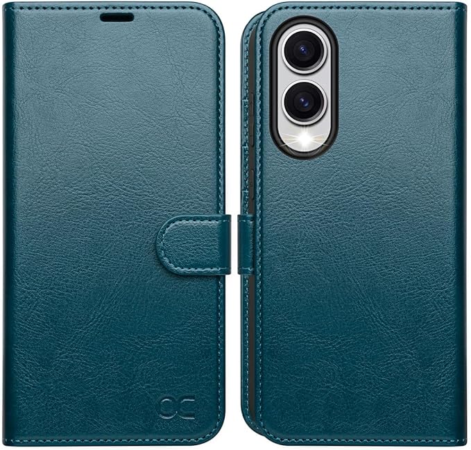 OCASE Compatible with Galaxy S25 Edge Wallet Case, PU Leather Flip Folio Case with Card Holders RFID Blocking Kickstand [Shockproof TPU Inner Shell] Protective Phone Cover 2025, Peacock Blue