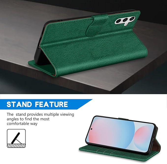 ZZXX for Samsung Galaxy S25 Plus Wallet Case with [RFID Blocking] Card Slot Kickstand Magnetic Closure Leather Flip Fold Protective Phone Case for Galaxy S25 Plus 5G Case Wallet(Green-6.6 inch)