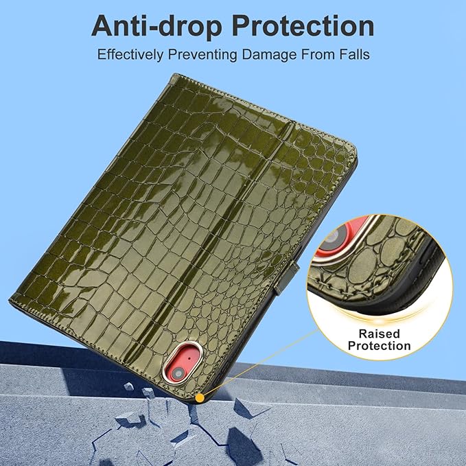 Elegant Case for Samsung Galaxy Tab A9 Plus 11 Inch 2023（Model: SM-X210/X216/X218）, Premium Leather Crocodile Cover | Stand | Card Pockets| Wrist Strap| S Pen Holder (Dark Green)