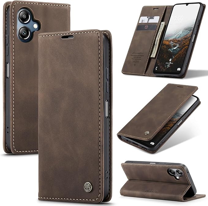 for Samsung Galaxy A16 5G Case, Flip Wallet Leather Case with Card Holder Magnetic Closure Shockproof Kickstand Protective Phone Cases Cover for Galaxy A16 5G / A16 4G, Coffee