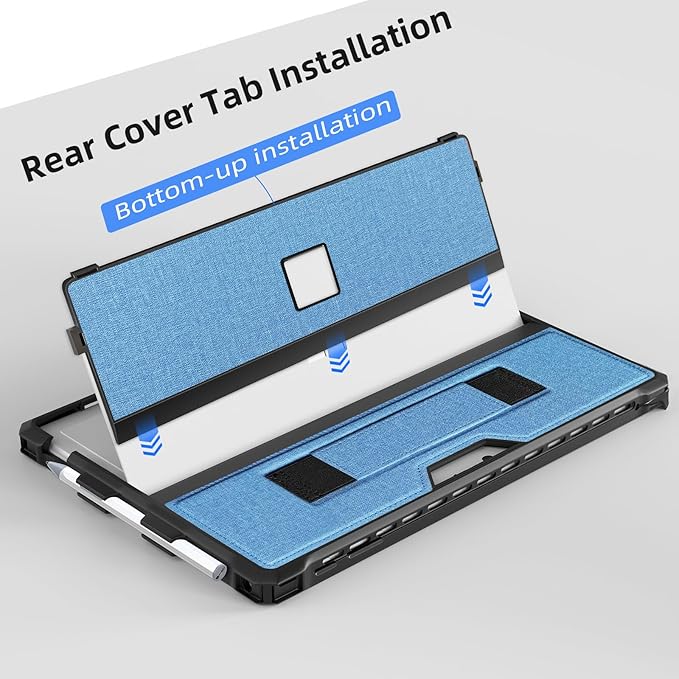 Case for 12.3" Microsoft Surface Pro 7+/7/6/5/4/Pro LTE Protective Rugged Cover Case, with Stylus Pen Holder and Hand Strap, Compatible with Type Cover Keyboard, Blue