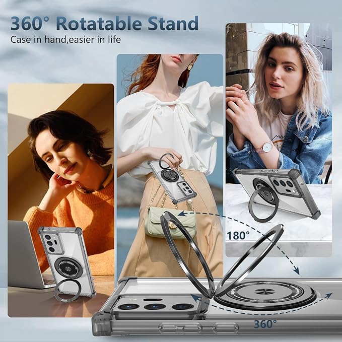 Magnetic for Samsung Galaxy Note 20 Ultra Case Compatible with MagSafe Wireless Charging,with Screen Protector,Phone Case Built-in 360°Kickstand Shockproof Military Grade Drop Protection Black