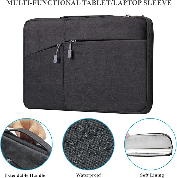 Megoo 13inch Laptop Sleeve Case with Handle for Microsoft Surface Laptop 13" 2025/7 13.8"/ 6 5 4 3 13.5"/Book 3 2 13.5", Carry Case for 13~14" Tablet Chromebook Computer(Black)