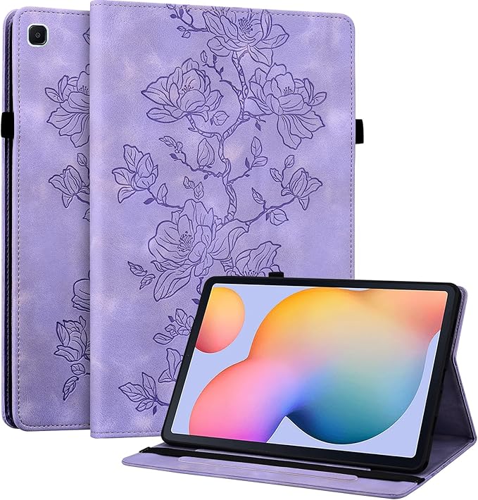 Case for Samsung Galaxy Tab S6 Lite 10.4 Inch 2024/2022/2020, Slim PU Leather Folio Cover with Multi-Angle Stand and Pen Holder, Purple