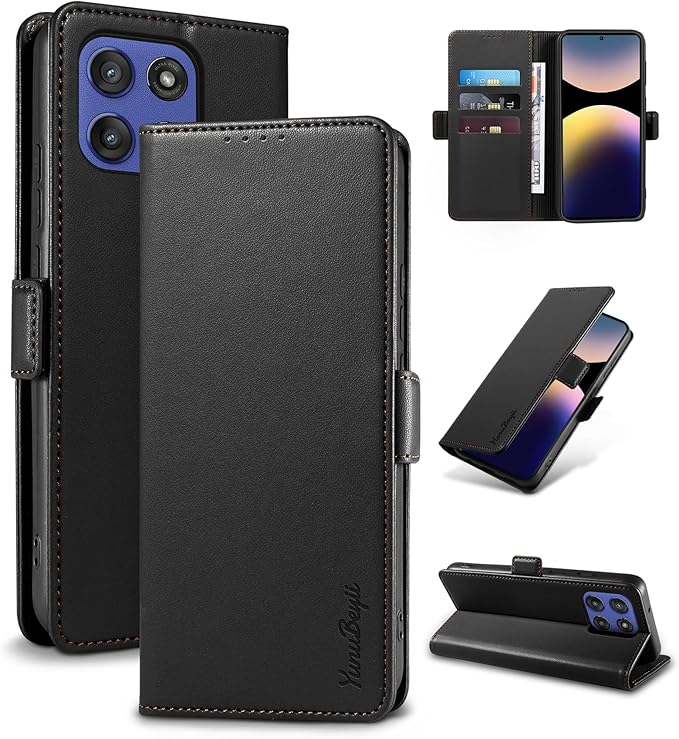 Wallet Flip Case for Moto G Stylus 5G (2025) - [RFID Blocking] Luxury PU Leather Card Holder Magnetic Phone Cover with Kickstand,Shockproof Protective Case,Black