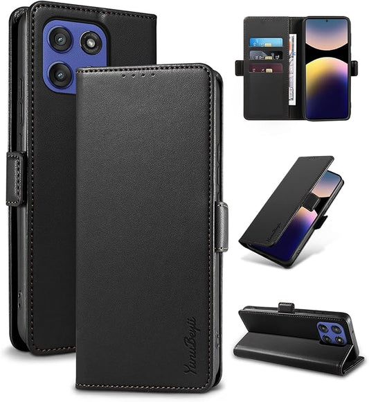 Wallet Flip Case for Moto G Stylus 5G (2025) - [RFID Blocking] Luxury PU Leather Card Holder Magnetic Phone Cover with Kickstand,Shockproof Protective Case,Black