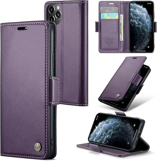 for iPhone 11 Pro Case, Premium PU Leather Wallet Case Flip Cover with [RFID Blocking][Card Holder][Stand Function] Shockproof Protective for iPhone 11 Pro 5.8", Purple