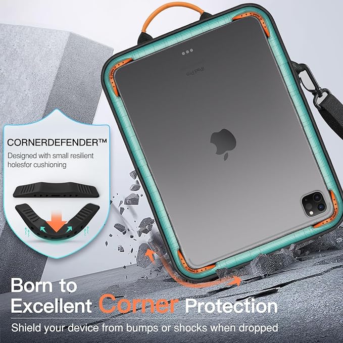 MoKo 12.9 Inch Tablet Sleeve Bag,Fits with 13 Inch New iPad Pro M4 & Air M2 2024,iPad Pro 12.9 M2&M1,Surface Laptop Go 12.4,Galaxy Tab S8+/S9+ 12.4,Handle Carrying Case with Shoulder Strap,Black &Gray