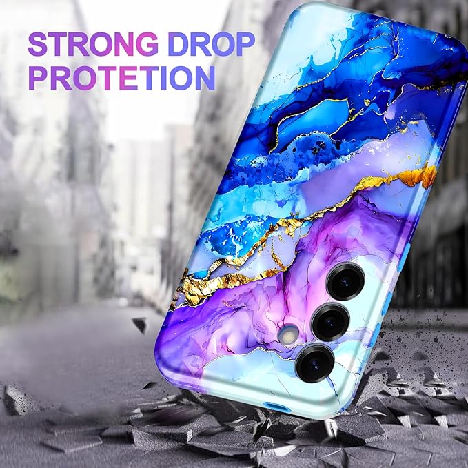 Casetego for Galaxy S25 Plus Case,Compatible with MagSafe,[Military Grade Drop Test] Full Body Protection Slim Shockproof Rugged Marble Women Case for Samsung Galaxy S25 Plus 6.7 inch,Azure Blue