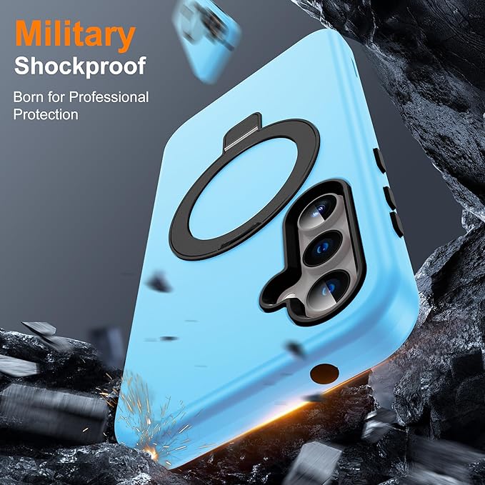 Designed for Samsung Galaxy S23 Plus Case with Magnetic Ring Stand [Compatible with Mag-Safe][Military Grade Drop Protection][Build in Kickstand] S23 Plus Phone Case 6.6",Blue