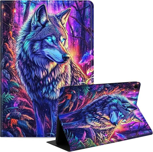 Case for Samsung Galaxy Tab A9 8.7-Inch 2023, Slim PU Leather Stand Cover with Auto Wake/Sleep, Multi-Angle Viewing & Shockproof, Majestic Wolf