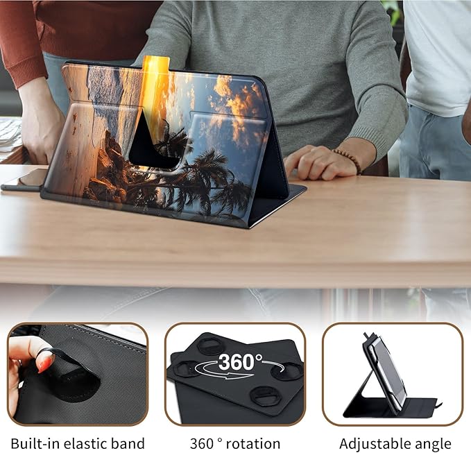 Case for Lenovo Tab P11 Pro Gen 2 11.2" 2022,Mxfdegf 360 Degree Rotating Stand and Magnetic Closure Case for 11.2 inch Lenovo Tab P11 Pro 2nd Generation,Sunset Beach