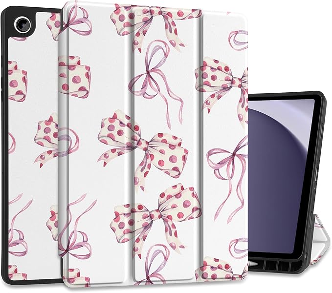MEEgoodo Case for Samsung Galaxy Tab A9 Plus 11 inch Cover 2024 2023 with S Pen Holder, A9+ Smart Tablet Cases with Leather Trifold Stand+Soft TPU Back Shell+Smart Auto Wake/Sleep, Watercolor Bows