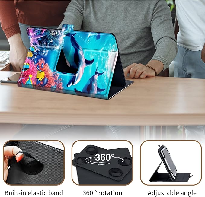 Case for Lenovo Tab P11 Pro Gen 2 11.2" 2022,Mxfdegf 360 Degree Rotating Stand and Magnetic Closure Case for 11.2 inch Lenovo Tab P11 Pro 2nd Generation,Deep Sea Corals Dolphin
